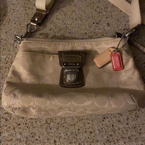 Coach tan metallic crossbody bag